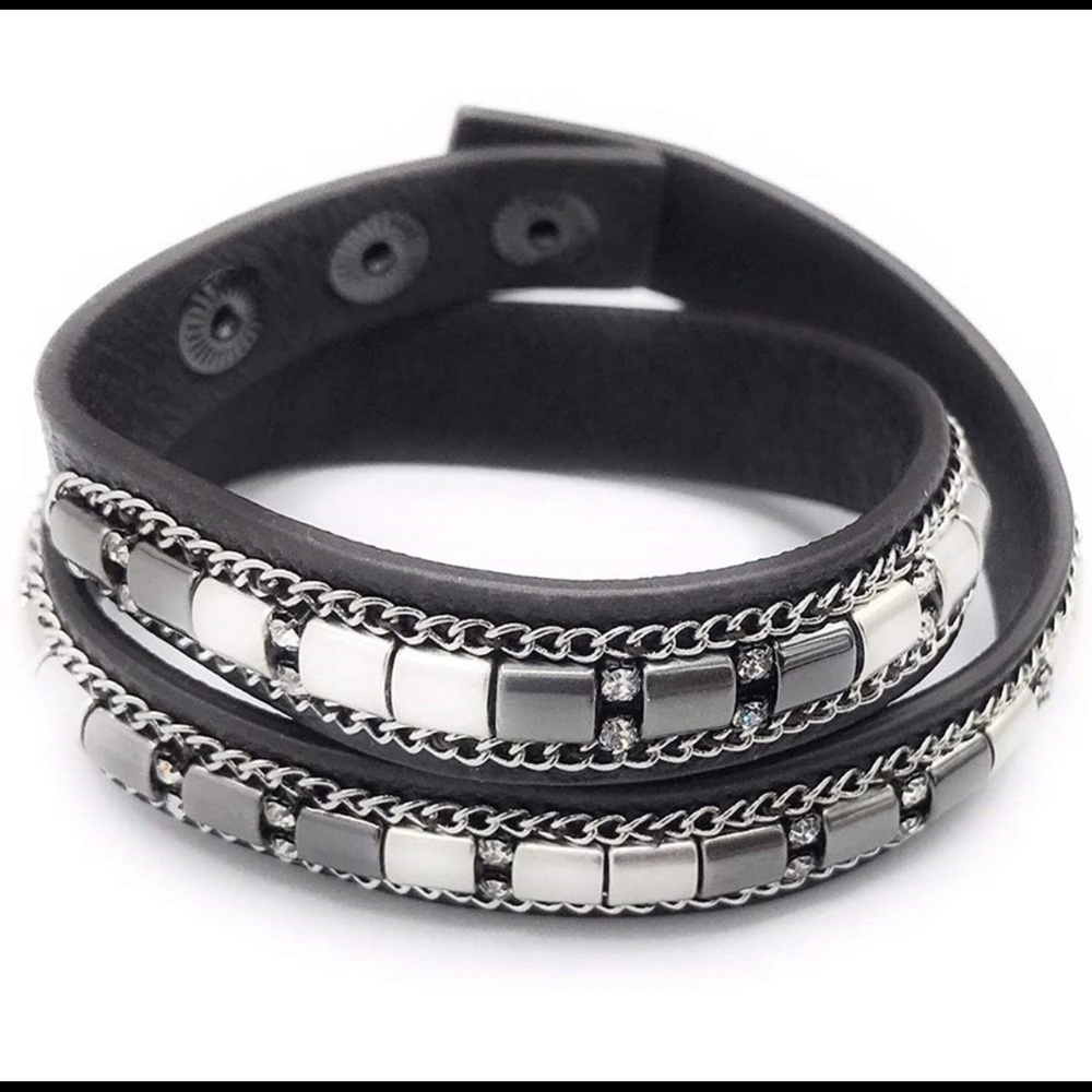 🆕WOT - Stella Dot Cady Genuine Leather Wrap Bracelet